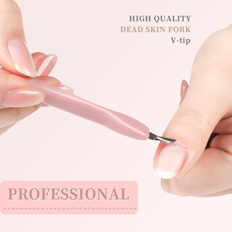 heemeei 50Pcs Nail Cuticle Trimmer Rubber Nail Cleaner, Plastic Handle Cuticle Knife, Double End Nail Dead Skin Fork Cuticle Pusher Bulk Nail Art Cuticle Remover Tools for Girls Women and Men-Rose… - Image 5